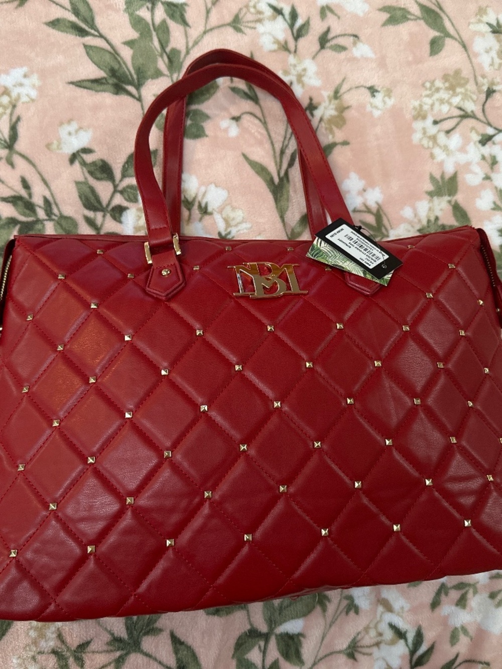 NWT BADGLEY MISCHKA VEGAN LEATHER TOTE BURGUNDY